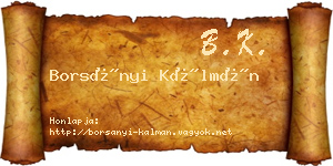 Borsányi Kálmán névjegykártya